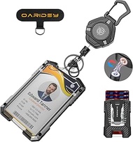 Oaridey Magnetic Badge Holder Extendable with 1 Piece Universal Patch, Durable Carabiner Key Ring, T