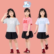 short sleeve K'S CLOSET T-Shirt Made of Cotton Fabric with Striped Pattern and Number Printed for Gi