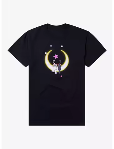 Pretty Guardian Sailor Moon Luna & Artemis Celestial Pure Cotton T-Shirt Men and Women Fashion Casua