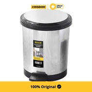 Krisbow 6 ltr Pedal Trash Can - Silver Dust Bin Room Bin Pedal Bin