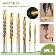 6Pcs HSS Twist Drill Bits Set Titanium Coated Drill Bit Composite Tap Drill Bit Polishing Tools
