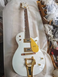 Gretsch 6120 White Jazz Hollow Body กีตาร์ไฟฟ้ามือซ้ายฮาร์ดแวร์สีทอง