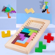 tetris puzzle tangram puzzle wooden puzzle Children's Wooden Block Mystery Puzzle Boys Girls Educati