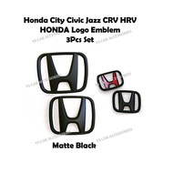 Honda Logo Front Rear Stering MatteBlack Civic(EK,EG,ES,FB,FD,FC,FE) City(GM2,TMO,GM6,GM6 FL,GN2seda