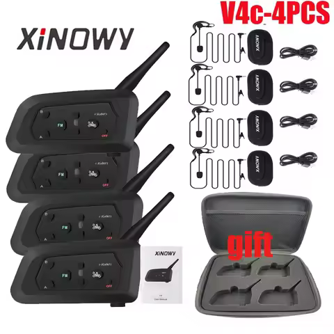 Xinwoy V4C PLUS 4PCS 4Users Football Referee 1200M Bluetooth Headphone with FM Radio BT Interphone E