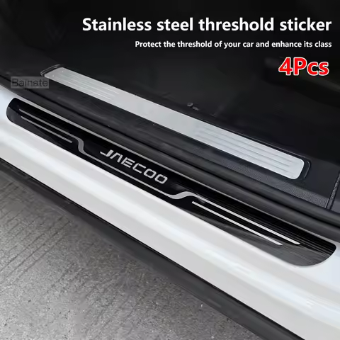 Car Stainless Steel Door Sill Scuff Plate For JAECOO J5 J6 JAECOO J7 J8 2025 2026, Carbon Fiber Thre