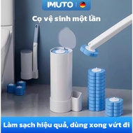 IMUTO Wall-mounted disposable toilet brush set that rotates 360 degrees to remove stains extremely s