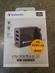 Verbatim 4 Port 30W PD & QC 3.0 USB充電器*
