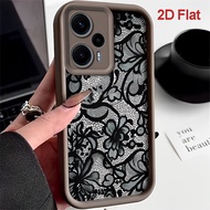 Phone Case: 2d Flat Black Lace Pattern Tpu Phone Case Suitable For Xiaomi Poco F7 F7pro F7ultra F5 F