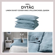 Linen Ikea Dytag queen duvet cover and 2 pillowcases, blue, 200x200cm gift