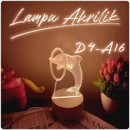 ORANGE Lampu Tidur Hias LED 3D Acrylic Transparant Kaca Bening Motif Lucu - Lampu LED 3D Akrilik