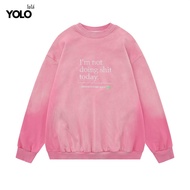 YOLO เสื้อสเวตเตอร์ OVERSIZE เสื้อสเวตเตอร์โอเวอร์ไซส์ เสื้อคอตตอน  คอกลม แนวสตรีท WY23168