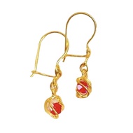 MERAH 1/ 2 Gram Red Pearl Light Gold Earrings