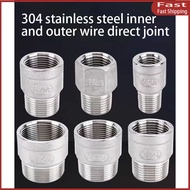 304 stainless steel gas water pipe straight through fittings, inner and outer wire joints, direct 2 