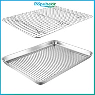 Heavy Duty Baking Tray Premium Stainless Steel Baking Tray with Mesh Rack Non-stick Heat Resistant B