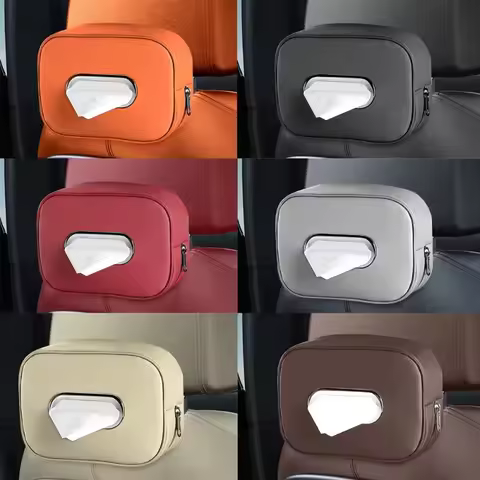 2025Car Tissue Box Holder Microfiber Leather Car Center Console Armrest Napkin Box Sun Visor Backsea