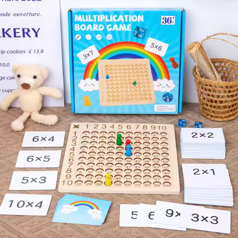 99 Multiplication Board Game Wooden Montessori Kids Learning Educational Toys Math Counting Hundred 