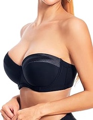 Women's Push up Strapless Bra with Clear Straps for Big Bust, Never Move During Party Band Size(34-4