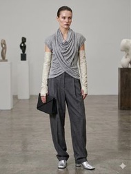 Fait a Main Paris Grey Melange Draped Cowl Neck Top Size S M L Sandro Maje Sezane Ba&sh Style French