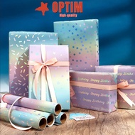 OPTIM Packaging Paper, Shimmery Star Dots Happy Birthday Gift Wrapping Paper, Creative Accessories D