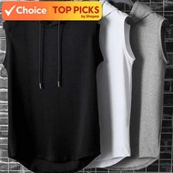 Men’s Korean Style Hooded Sleeveless Vest Loose Fit Tank Top for Streetwear, Gym, Workout, Tactical 