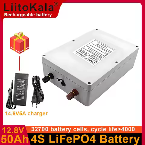 LiitoKala 12V20-50Ah 32700 LiFePO4 Deep Cycle Rechargeable Battery Pack with 50A BMS Protection 4000