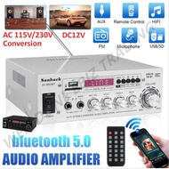 SUNBUCK AV power amplifier 2.0 Channel Audio Home Theater Amplifiers DC 12V 110V/220V Support EQ FM SD USB 2 Mic 5.0