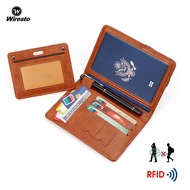 Wiresto กระเป๋าสตางค์แฟชั่นเคสบัตร RFID กระเป๋าสตางค์หนัง PU นิ่มใส่ซองพาสปอร์ตกระเป๋าสตางค์ธุรกิจที