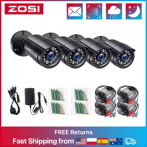 ZOSI 1080P CCTV Security Camera, 80ft Night Vision, 3.6mm Lens 24 IR LEDs, Outdoor Whetherproof Surv