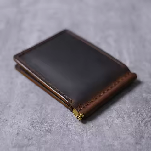 Men's Leather Wallet for Credit Cards and Money Handmade Vintage Genuine Leather Wallet Stainless St