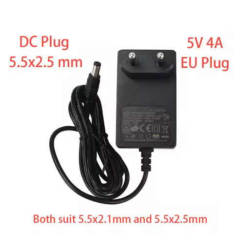 5V 4A EU Adaptor 110-240V AC Charger Adaptor Supply AC-DC Universal Power Adapter for LED Lamp Light
