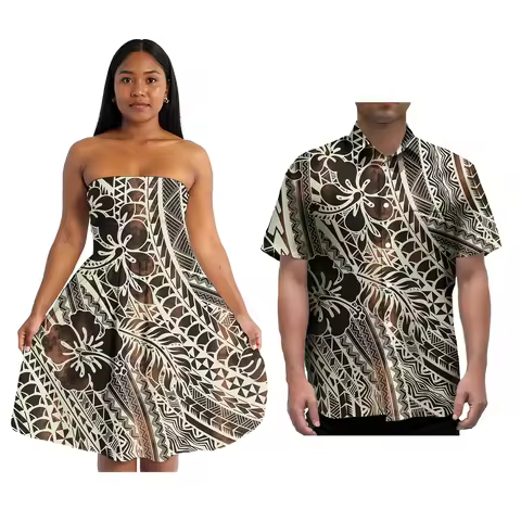 Samoa Puletasi Dress Matching Aloha Mens Shirt Couples Clothing Hawaii Style Design Custom Logo Wome