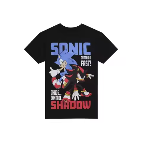 New Arrival Sonic Shadow Duo Slogan Short Sleeved Round Neck Y2k Tshirt Men Clothing New in Top & Te