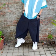 TIMBEE LO 寶藍色恤衫面料棉質摺角闊褲 日本武士柔道風版型寬褲