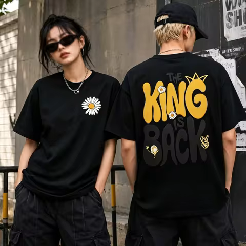 Bigbang 20th Anniversary Concert Kpop T Shirt Unisex Black Tee Daisy Flower The King Is Back Letter 