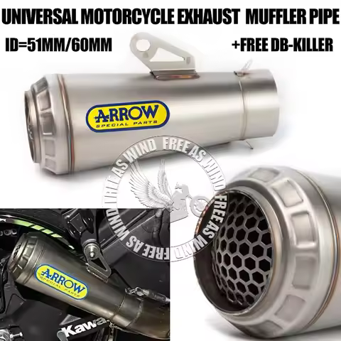 for Kawasaki 250/300 R3 R6 R25 MT07/09/10 ZX6R/10R Z800 Z900 CB400 ETC 51/60MM Universal Arrow Motor