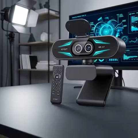 4K Webcam 1080P 60fps Web Camera EMEET C60E 4K Binocular USB Camera With RGB Light for Streaming/Gam