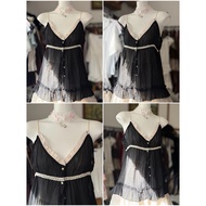 [2hand_thrift] Chiffon tank top M L Bust 86-96 length 60
