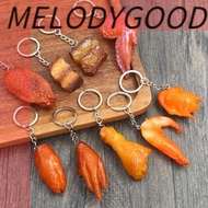 MELODG Simulation Food Keychain, Luxury Fashion Roasted Chicken Key Holder, Jewelry Exquisite Fake Braised Pork Funny Bag Hanging Pendant