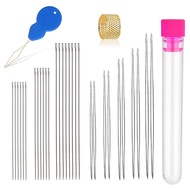 30 Pcs Beading Needles Set 5 Size 10 Pcs Big Eye Needles and 20 Pcs Long Straight Needles with Bottl