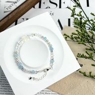 原創設計 澈藍水光 貔貅月光石能量水晶手鍊 貔貅 海藍寶 白水晶