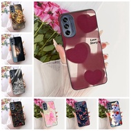 For Moto G62 5G Phone Casing For Motorola Moto G62 5G Case Cover Silicone Cute Cat Luxury Flowers Co