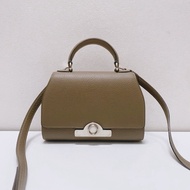 Moynat莫奈經典Rejane牛皮大象灰銀扣小號手提斜挎包，