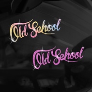 1pc Interesting Old School Cursive Font Glitter Vinyl Sticker, Self‑Adhesive Decal for Motorcycle, C