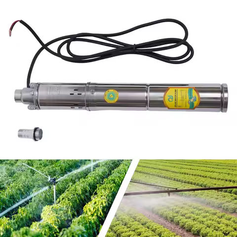 2m³//H Solar Water Pump 24V 370W Submersible Deep Well Pump Stainless Steel for Villages Families Fa