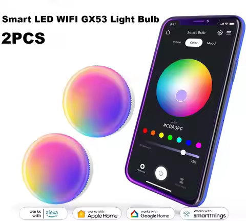 2PCS Smart Light Bulbs TUYA WiFi GX53 Color Changing Lamp Dimmable GX53 220V Work with Alexa/Google 