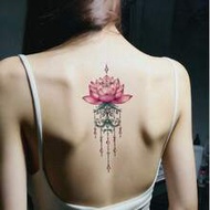 1pc Y2K Style Tattoo Lotus, Lotus Flower, Chain Print, Colorful Floral Pattern, Temporary Tattoo Sti