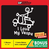 UNIQUE AND CUTE CUTTING STICKERS MOTORCYCLE ACCESSORIES VESPA SHIELD BODY AND HELMET I LOVE MY VESPA