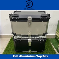 Full Aluminium Top Box 55 Litre 65 Litre Kotak Motorcycle With Universal Tapak Box Peti Aluminium Black Silver Waterprof