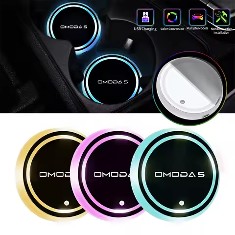 For Chery Omoda C5 5 FX BX EX GT 7 8 Pro Plus 2022-2025 Accessories 2pcs LED Car Luminous Coaster Cu